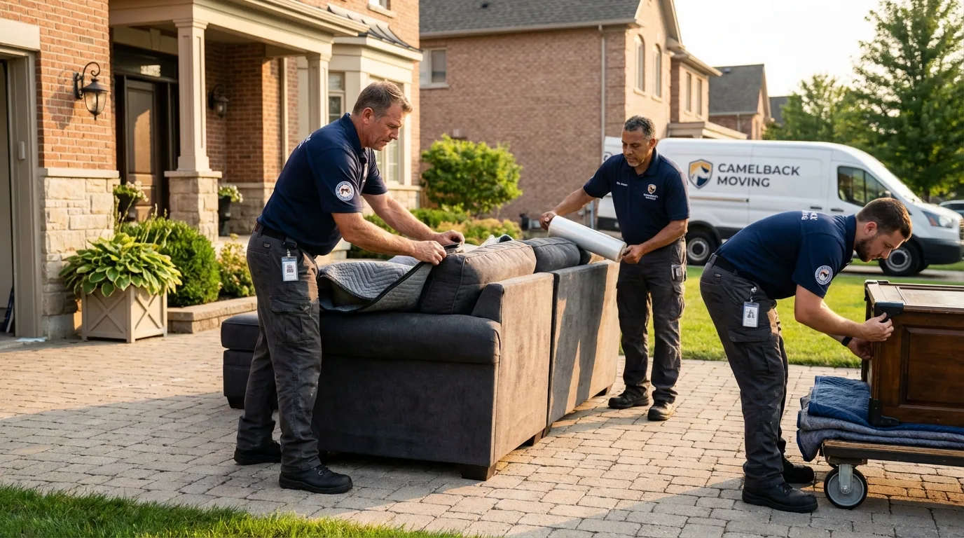 Large estate moving crew wrapping furniture in Kings Mountain, NC
